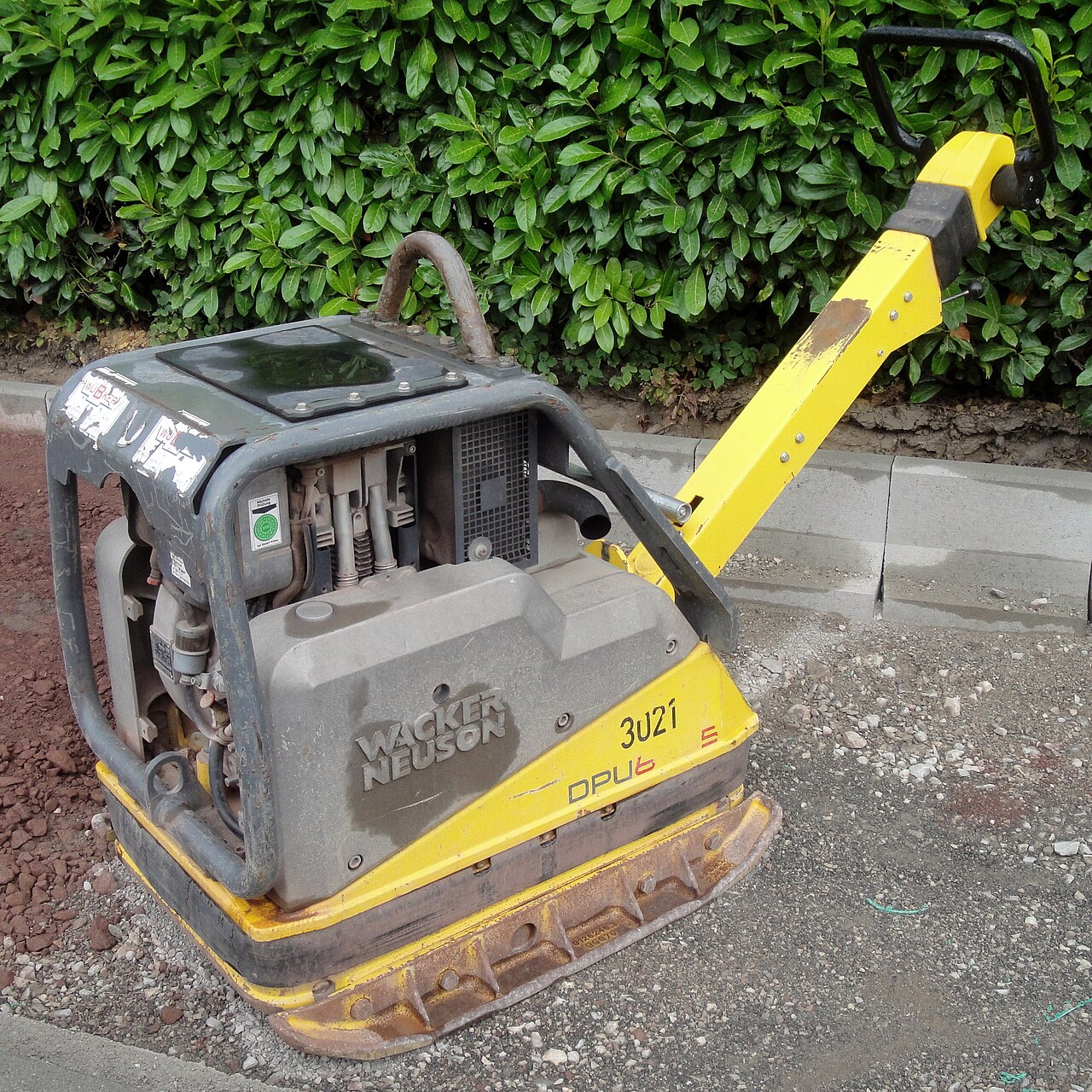 Rüttelplatte von Wacker Neuson auf dem Boden